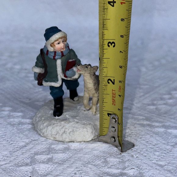 Mervyn's Village Square 1995 Girl boys With Dog Snow Set Of 2 Figurine - Picture 6 of 6